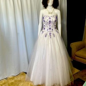 Purple /white Jeweled Ballgown